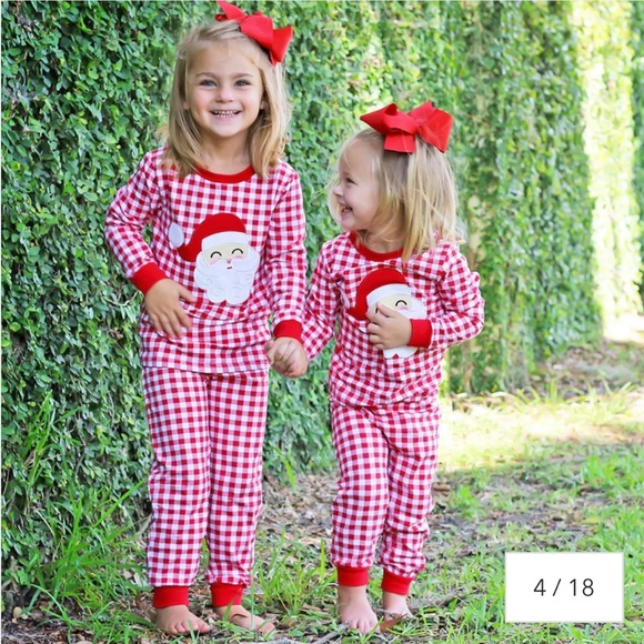 Classic Whimsy Other - Classic Whimsy Happy Santa Red Gingham Kids Pajama Set Size 5